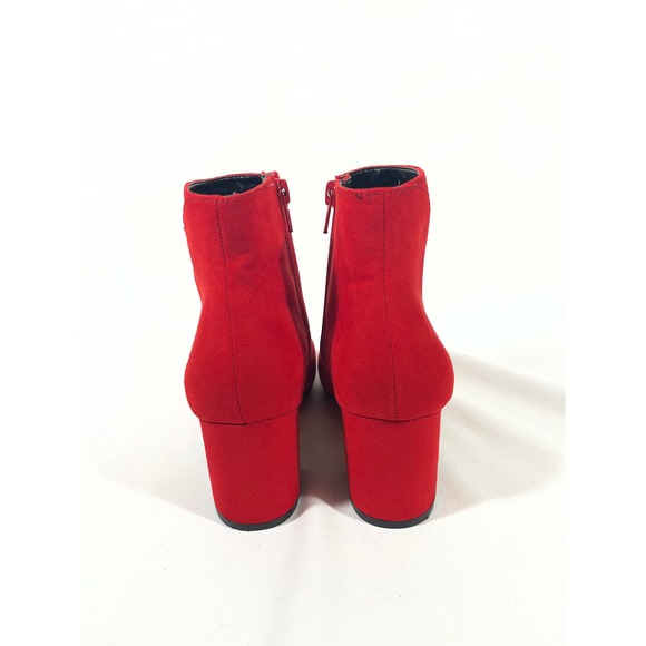 INC International Concepts Women Red Suede Ankle Boots Block Heel Dress Sz 6.5 - Picture 5 of 11